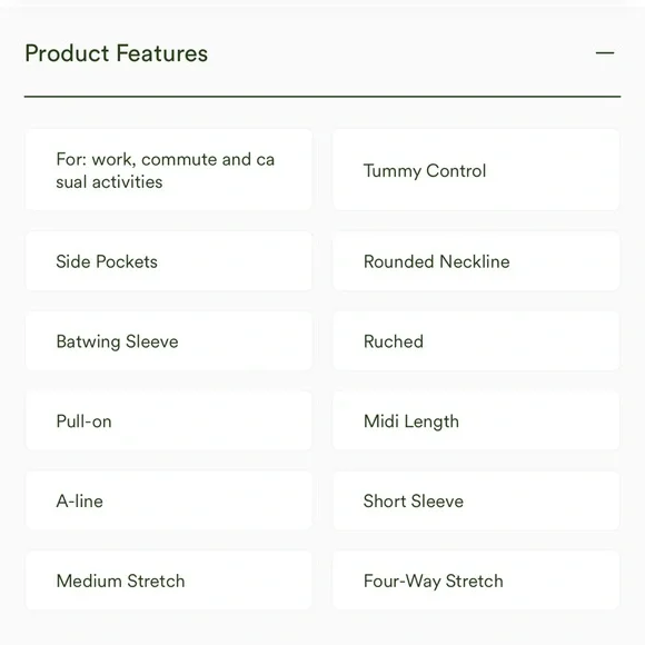 NWT Halara ($94.95) Black Tummy Control Batwing Flowy Midi Work Dress w/ Pockets - Picture 6 of 11